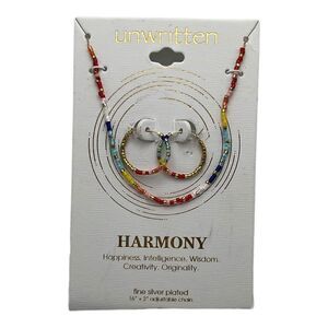 Unwritten Gold Flash Plated Bead Necklace & Earrings Set Multicolor NWT